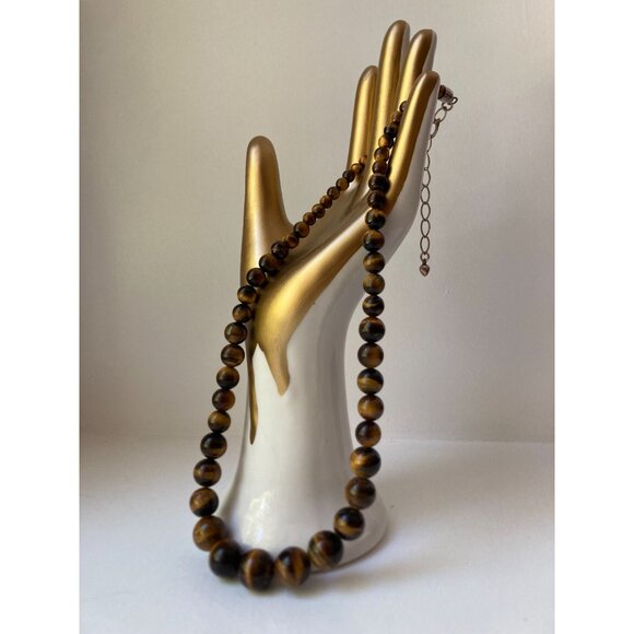 20" Jay King DTR China Sterling 925 Tigers Eye Graduated Necklace - Picture 1 of 12